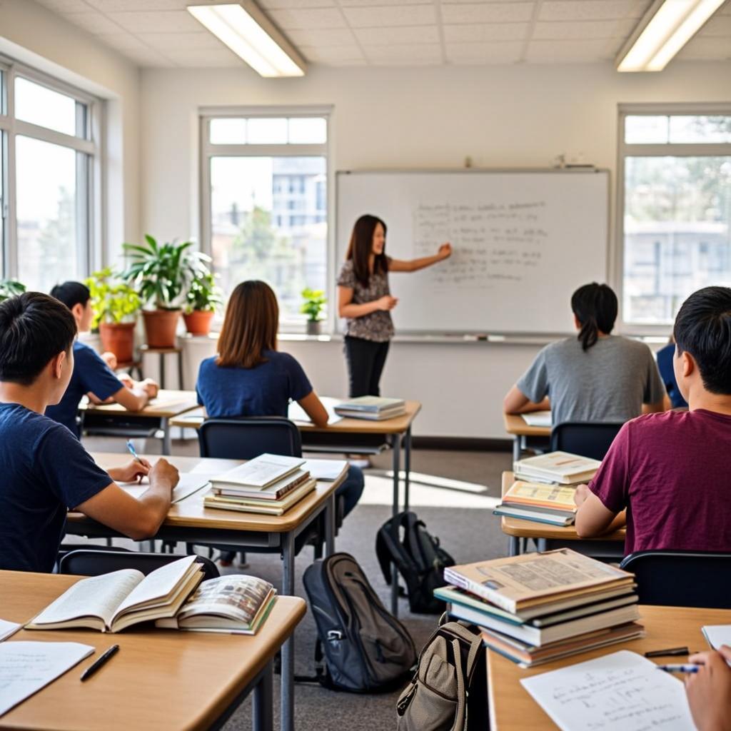 Students in an IELTS preparation class at A2 English Academy